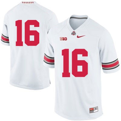 Men's NCAA Ohio State Buckeyes Only Number #16 College Stitched Authentic Nike White Football Jersey KX20J72VH